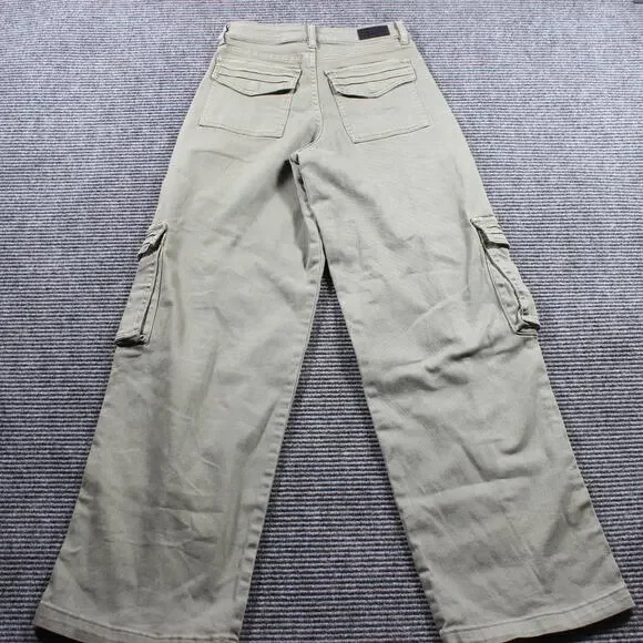 PTCL Cargo Pants Womens 25x32 Sage Wide Leg Utility Pockets Y2K - Picture 2 of 9